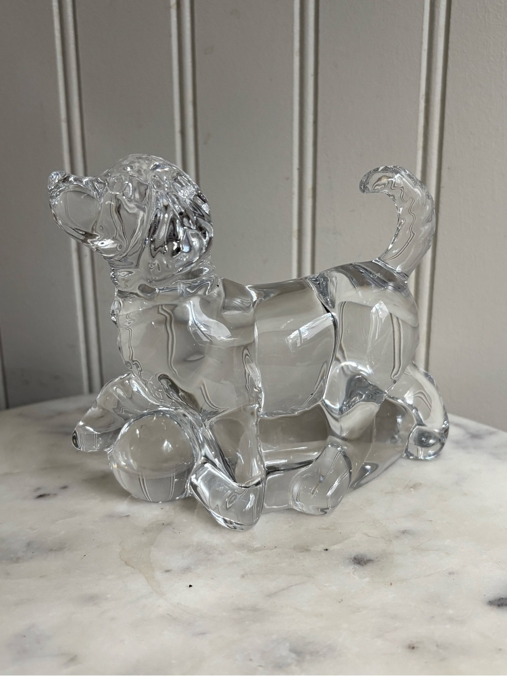 Vintage Bohemia Crystal Dog Figurine 24% PbO Collectible VTG Retro 90s Sculpture